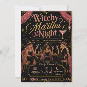 Witchy Martini Halloween Night Invitation
