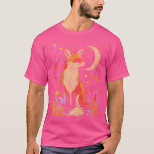 Witchy Moon Cottagecore Floral Fox Aesthetic Art T-Shirt