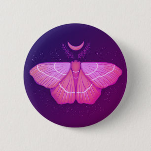 Witchy Moth Butterfly Purple Magical Insect 6 Cm Round Badge