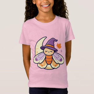 Witchy Moth in Purple Hat & Crescent Moon T-Shirt