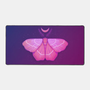 Witchy Moth Moon Purple Magical Insect Cottagecore Desk Mat