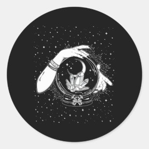 Witchy Mystic Crystal Ball Gypsy Fortune Teller Ha Classic Round Sticker