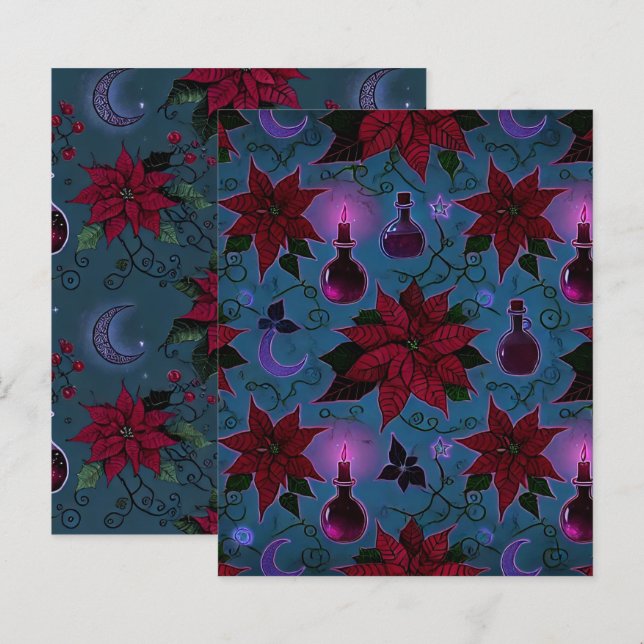 Witchy Nightshade Poinsettia Potions Paper Sheets (Front/Back)
