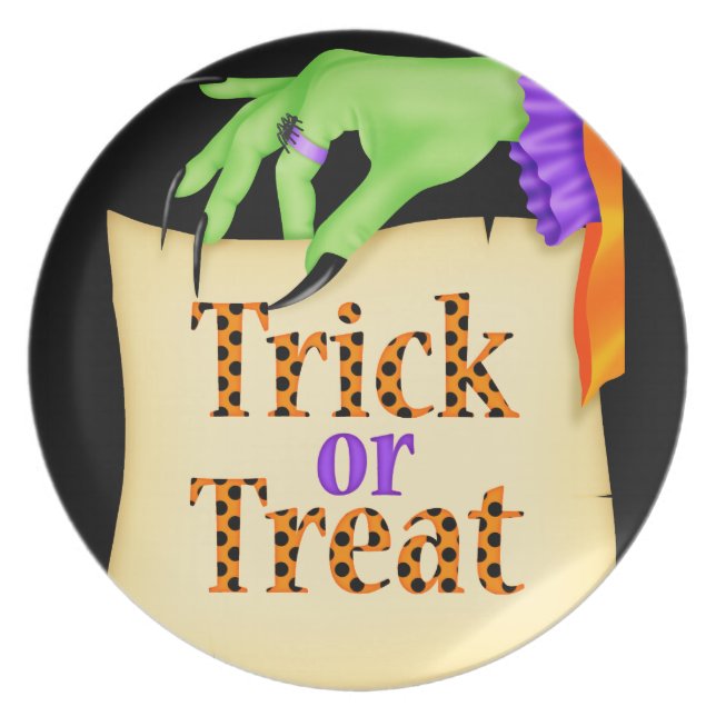 Witchy Note Halloween Melamine Plate (Front)