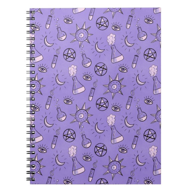 Witchy Occult Symbols Pattern - Mystical Magical Notebook (Front)