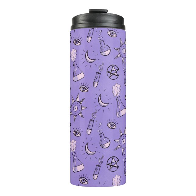 Witchy Occult Symbols Pattern - Mystical Magical Thermal Tumbler (Front)
