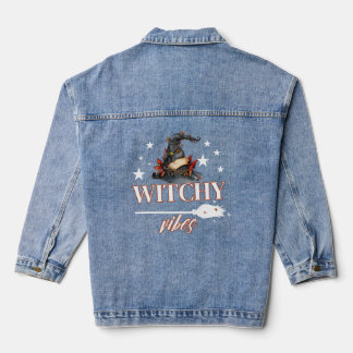 Witchy October Vibes T-shirt Halloween Tee Denim Jacket