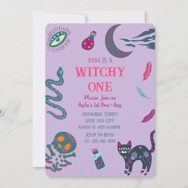Witchy One Halloween Birthday Invitation (Front)