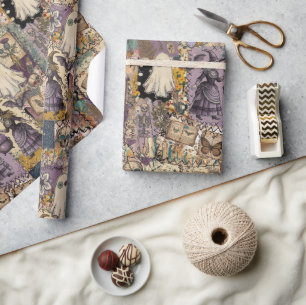 Witchy Patchwork in Purple and Blues Unique Gifts Wrapping Paper