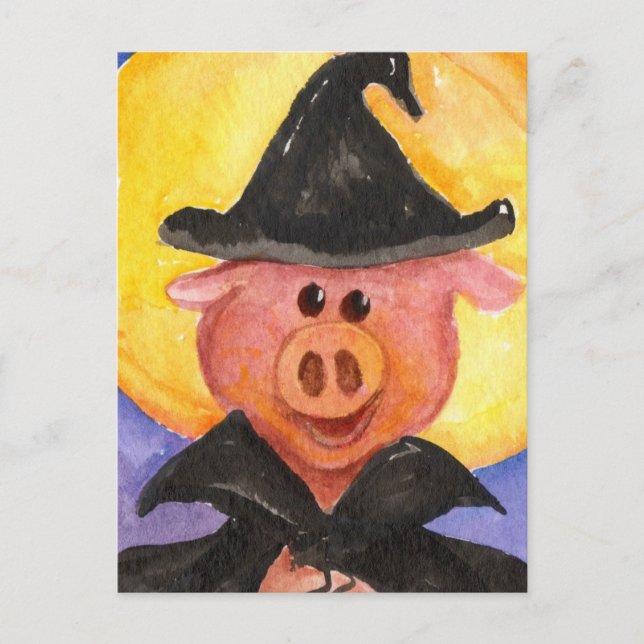 Witchy Pig Postcard (Front)