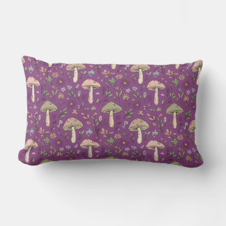 Witchy Plum Purple Fungi Seamless Pattern Gift Lumbar Cushion