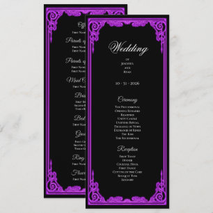 Witchy purple Glow Gothic Wedding Program Menu