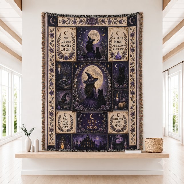 Witchy Quilt Halloween Decor Throw Blanket (Creator Uploaded)
