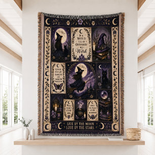 Witchy Quilt Halloween Decor Throw Blanket