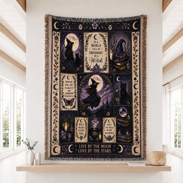 Witchy Quilt Halloween Decor Throw Blanket (Creator Uploaded)