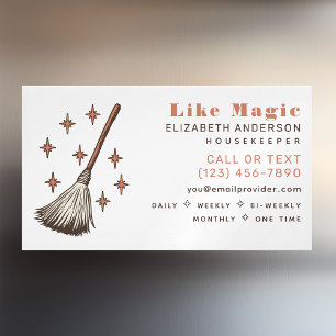 Witchy Retro Professional Cleaning House Keeping Magnetic Business Card