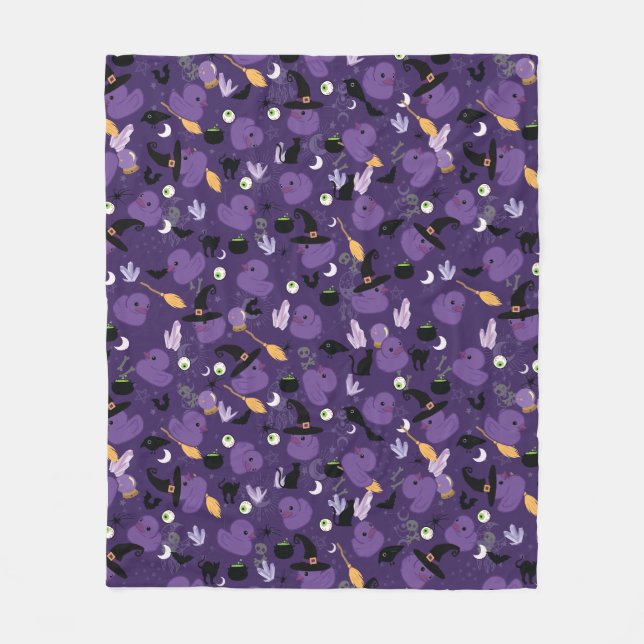 Witchy Rubber Ducks Fleece Blanket (Front)