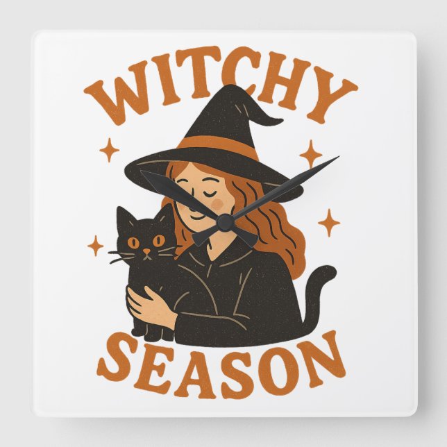 Witchy season square wall clock (Front)