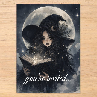 witchy second birthday party invite cute magical acrylic invitations