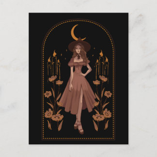 Witchy Spell Black Postcard