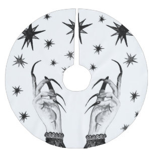 Witchy Stars: Halloween Night Background Brushed Polyester Tree Skirt