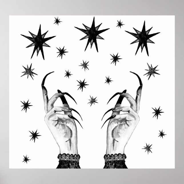 Witchy Stars: Halloween Night Background Poster (Front)