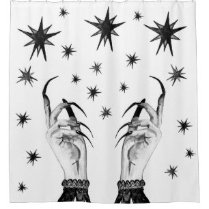 Witchy Stars: Halloween Night Background Shower Curtain