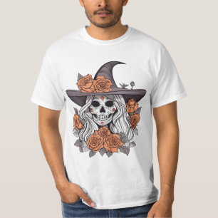 Witchy Sugar Skull with Roses T-Shirt