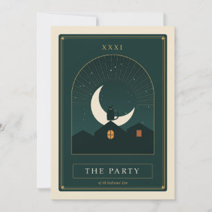 Witchy Tarot Card Black Cat Moon Halloween Party