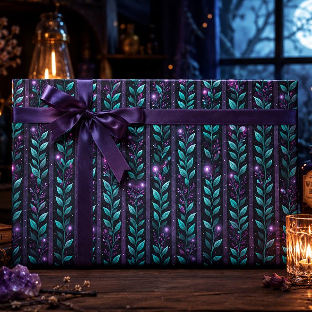 Witchy Twilight Glowing Botanical Floral Wrapping Paper (Creator Uploaded)