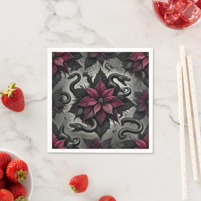Witchy Venomous Poinsettia Blooms Découpage Napkin (Insitu)