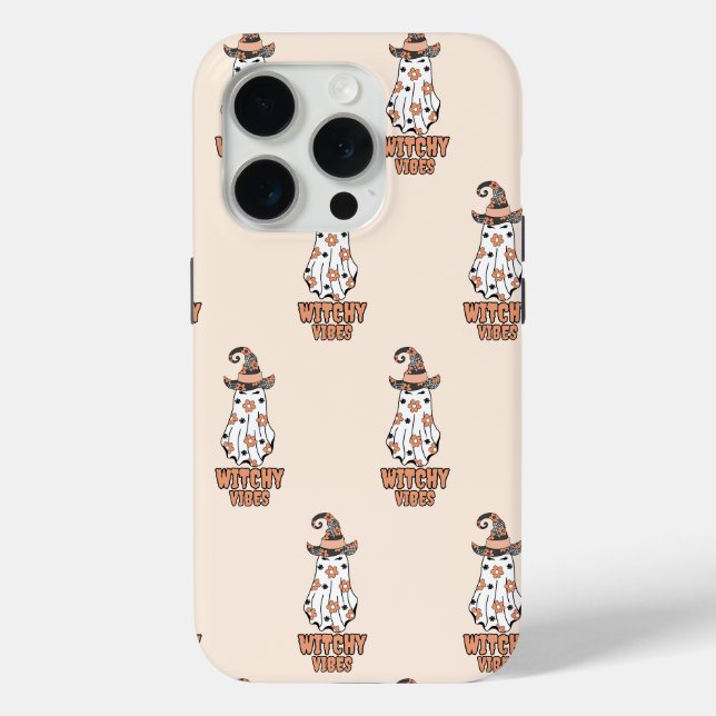 "Witchy Vibes" Halloween Witch Ghost Orange Case-Mate iPhone Case (Back)