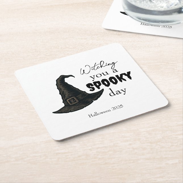 Witchy Vibes - Spooky & Stylish |  Square Paper Coaster (Angled)