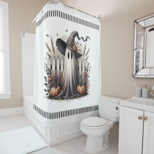 Witchy Welcome – Autumn Magic at the Fence Shower Curtain (In Situ)