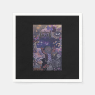 Witchy Whimsigoth Aesthetic With Cats Napkin