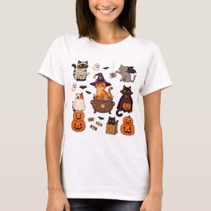 Witchy Whiskers Cute Witch Cat Halloween T-Shirt