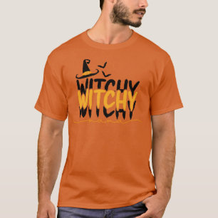 Witchy Witchy Mama Witch Hat Halloween Theme T-Shirt