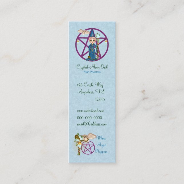 Witchy Woman Penctacle Pixel Art Mini Business Card (Front)