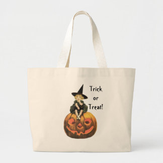 Witchy Woman Vintage Halloween Large Tote Bag