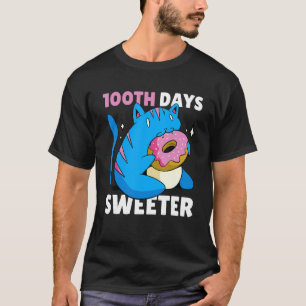 With A Cat And Doughnut 100th Days Sweeter For Sch T-Shirt