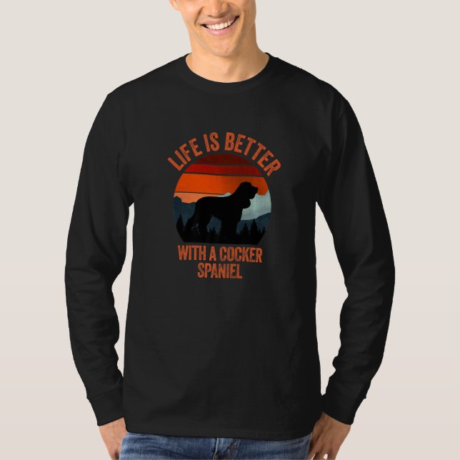 With A Cocker Spaniel Vintage Distressed T-Shirt (Front)