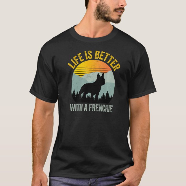 With A Frenchie Summer Retro T-Shirt (Front)