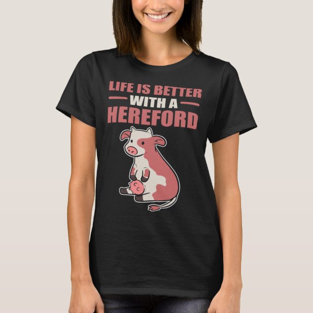 with a Hereford Cow  Farmer T-Shirt (Front)