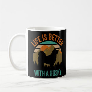 With A Husky Vintage Mountains Dog Coffee Mug