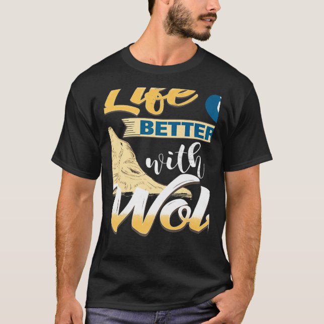 With A Wolf Awesome Cool Designs Present T-Shirt (Front)