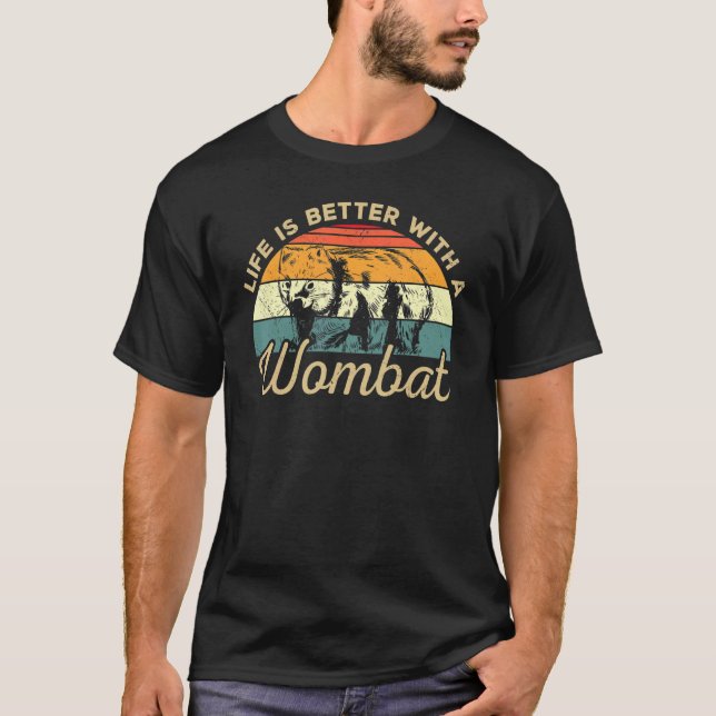 With A Wombat Retro Wombat Design T-Shirt (Front)