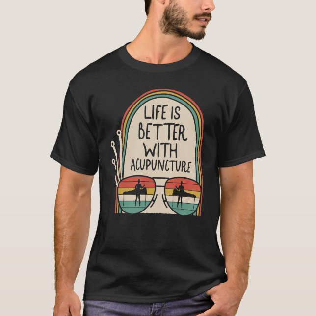With Acupuncture Vintage Retro Needle Therapi T-Shirt (Front)