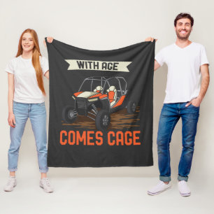 With Age Comes Cage Side By Side UTV Fleece Blanket