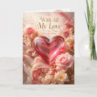 With All My Love Romantic Rose Heart Greeting