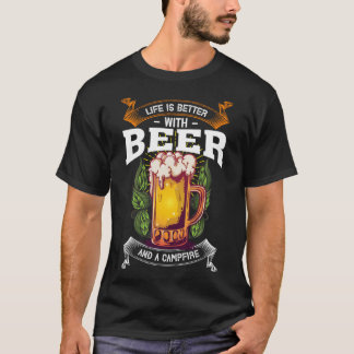 With Beer And Campfire Outdoor Day Drinker  1 T-Shirt